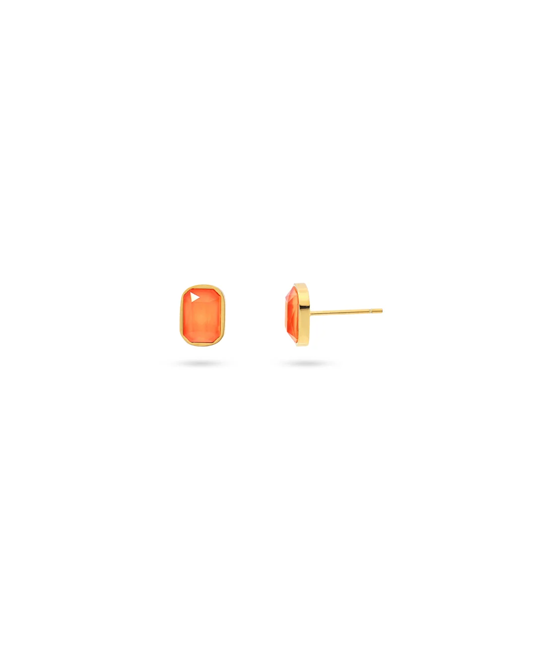 Steel Colour Stone Rectangle Stud Earrings | Anartxy - Image 9