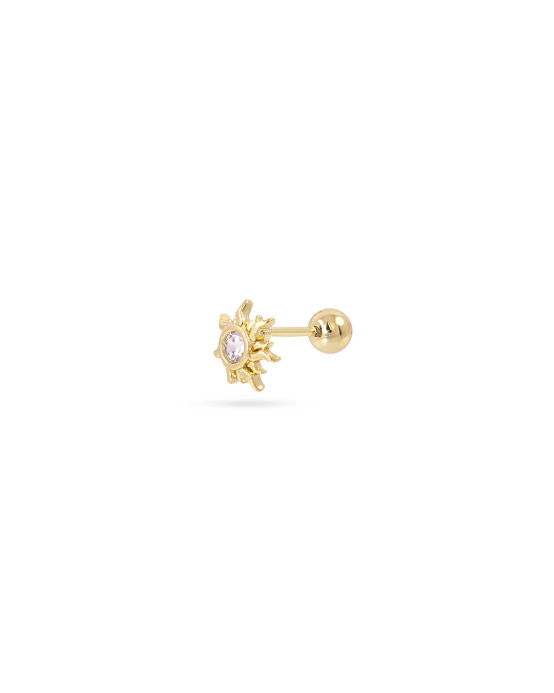 Steel Crystal Sun Ball Back Single Stud Earring | Anartxy - Image 3