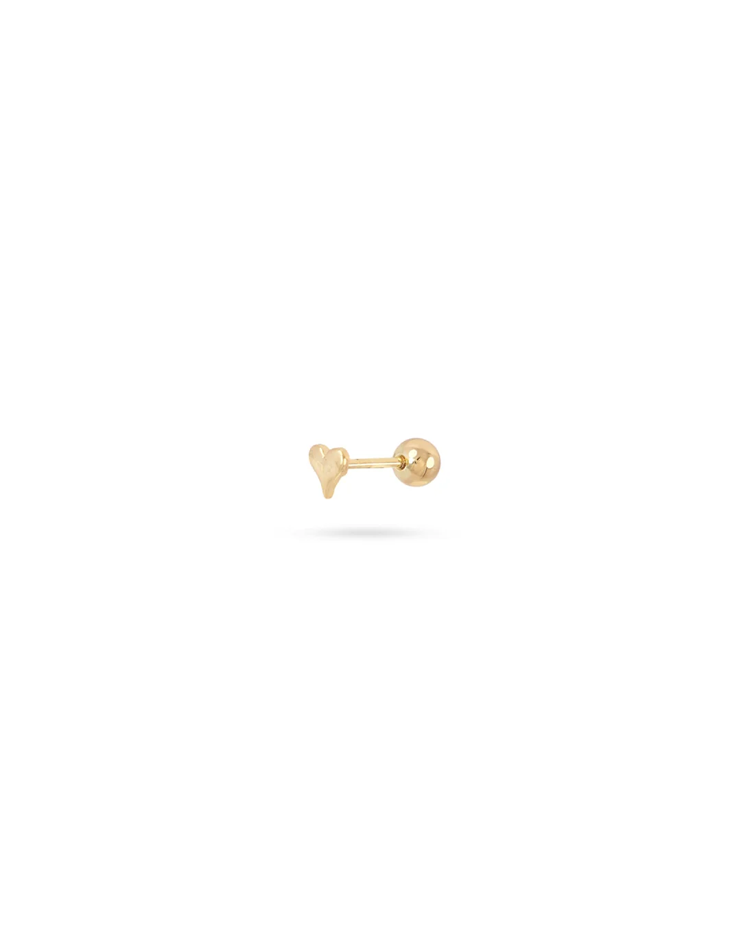 Steel Curved Heart Ball Back Single Stud Earring | Anartxy - Image 3