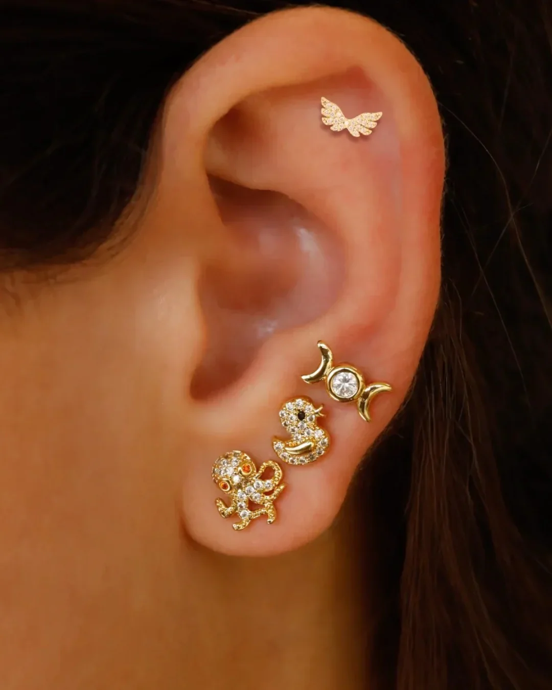 Steel Duck Flat Back Single Stud Earring | Anartxy - Image 2