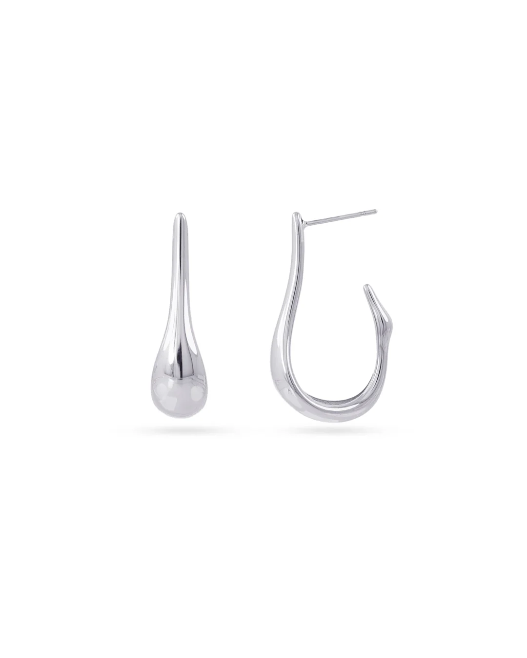 Steel Elongated Drop Hoop Earrings | Anartxy - Image 4