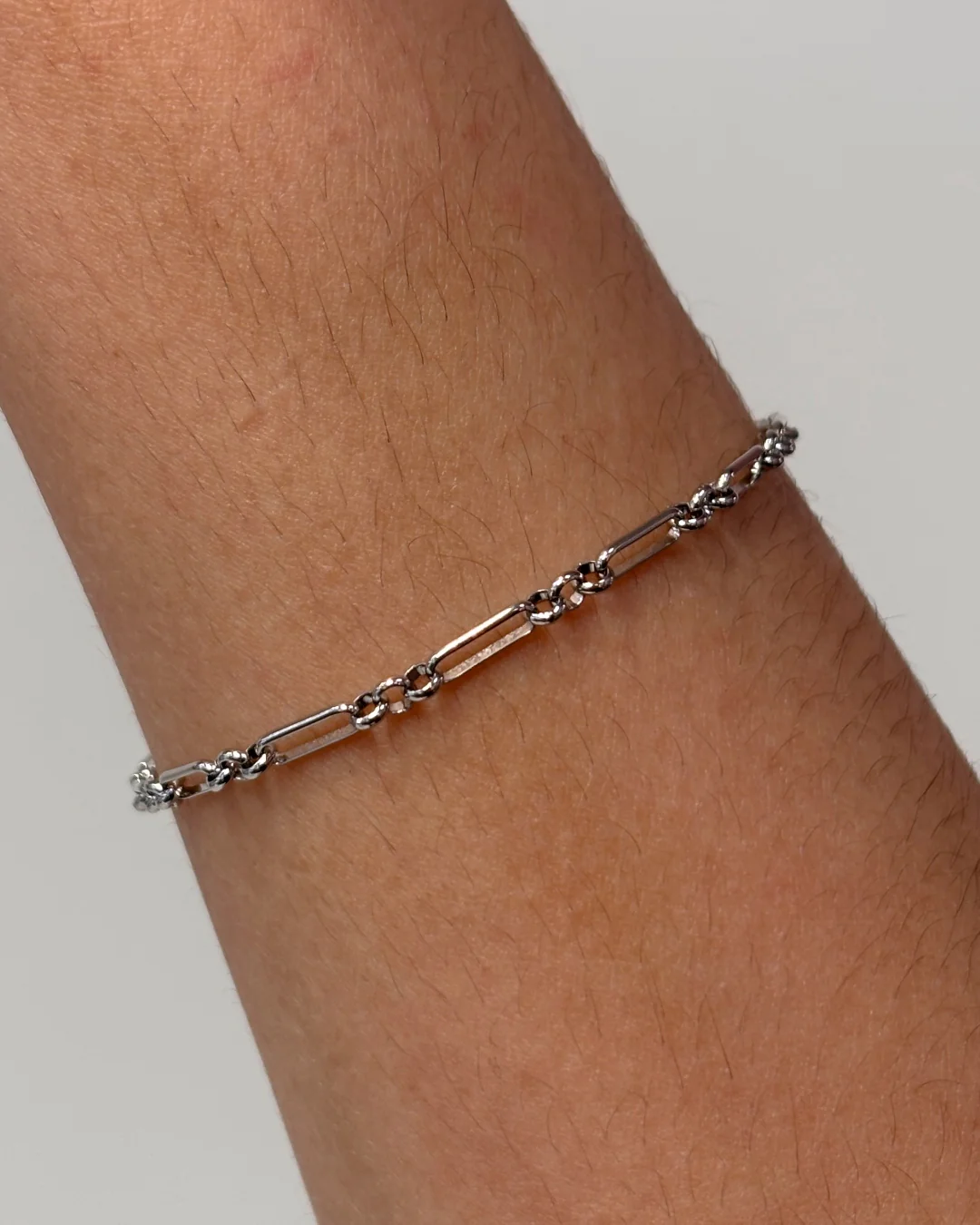 Steel Round Link Figaro Bracelet | Anartxy - Image 8