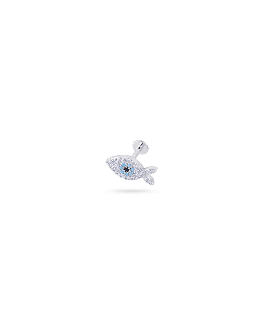 Steel Fish Flat Back Single Stud Earring | Anartxy - Image 3