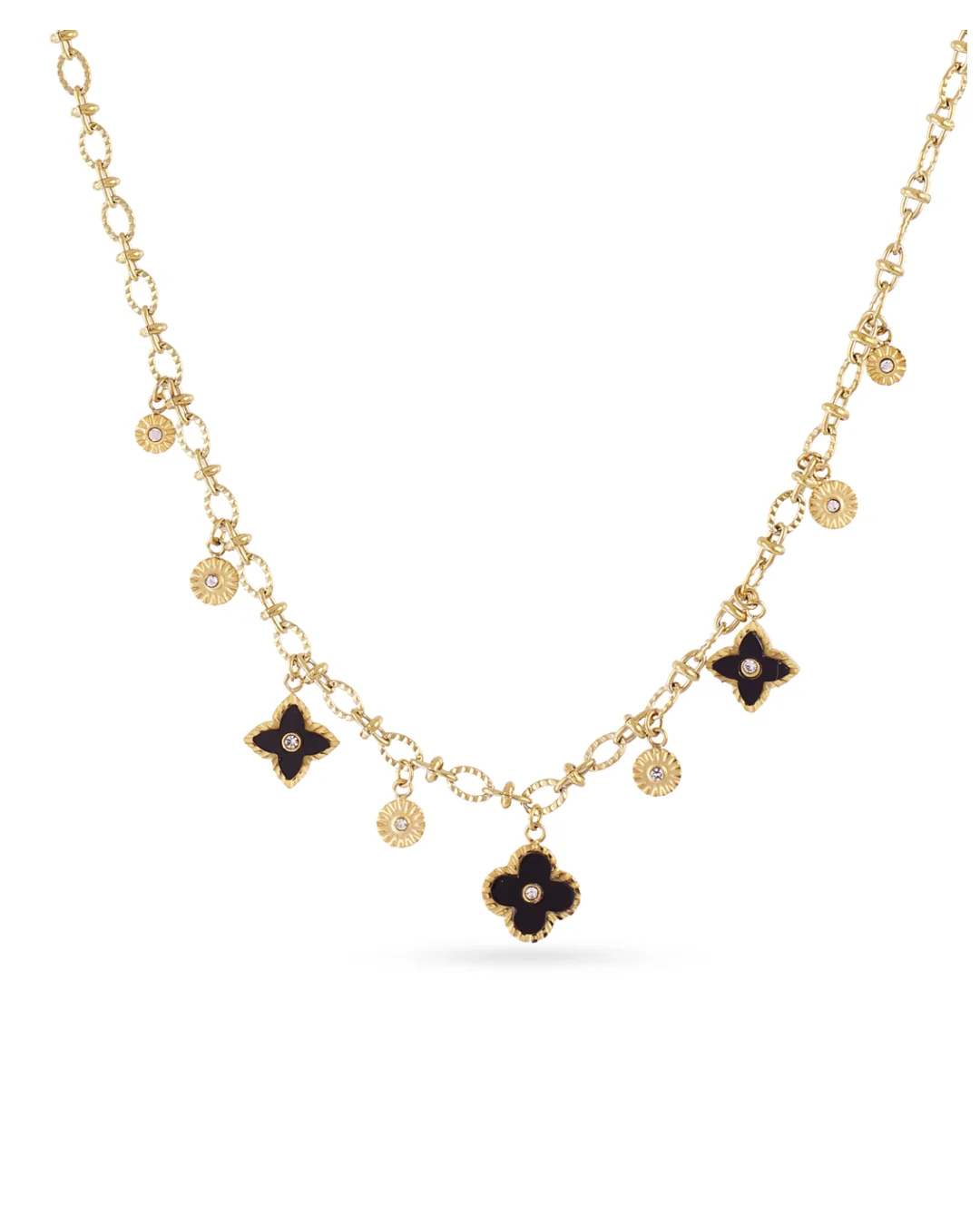 Steel Flower Detail Charm Necklace | Anartxy - Image 4