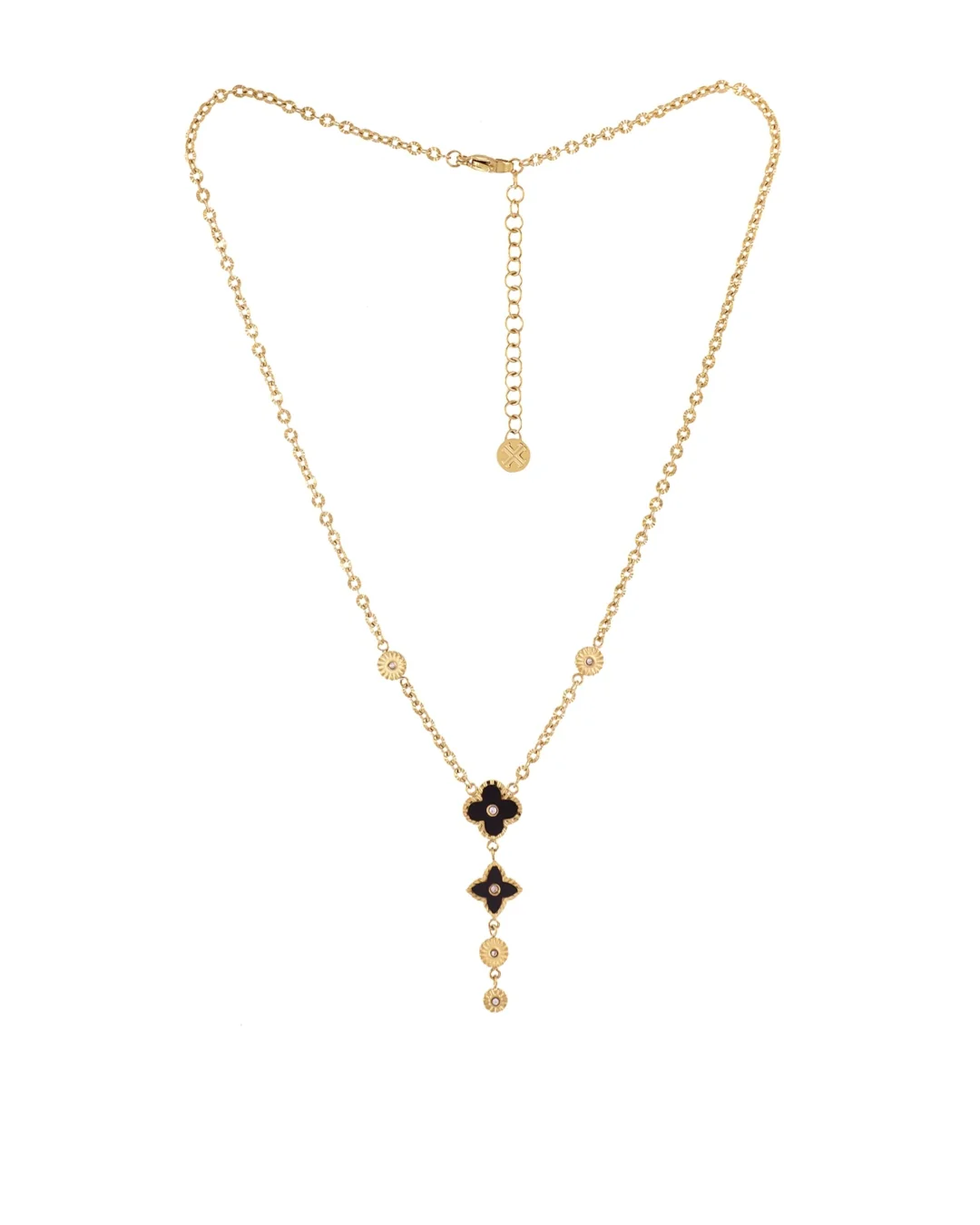 Steel Flower Detail Lariat Necklace | Anartxy - Image 2