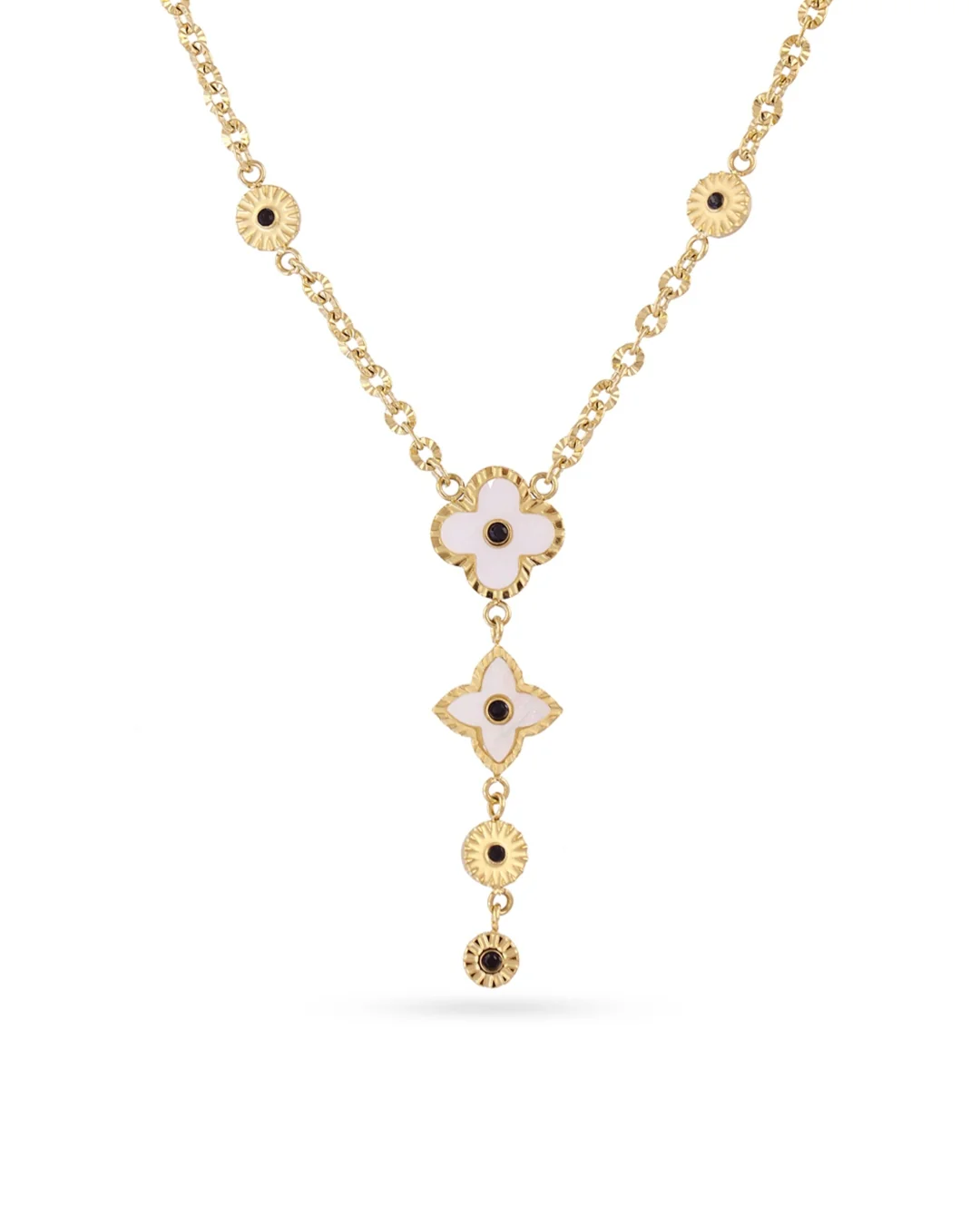 Steel Flower Detail Lariat Necklace | Anartxy - Image 4