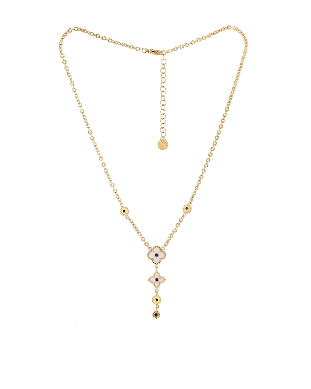 Steel Flower Detail Lariat Necklace | Anartxy - Image 6
