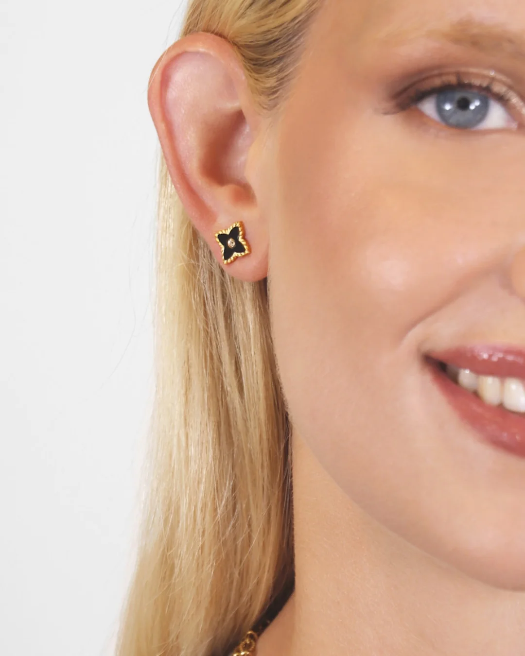Steel Flower Detail Stud Earrings | Anartxy - Image 2