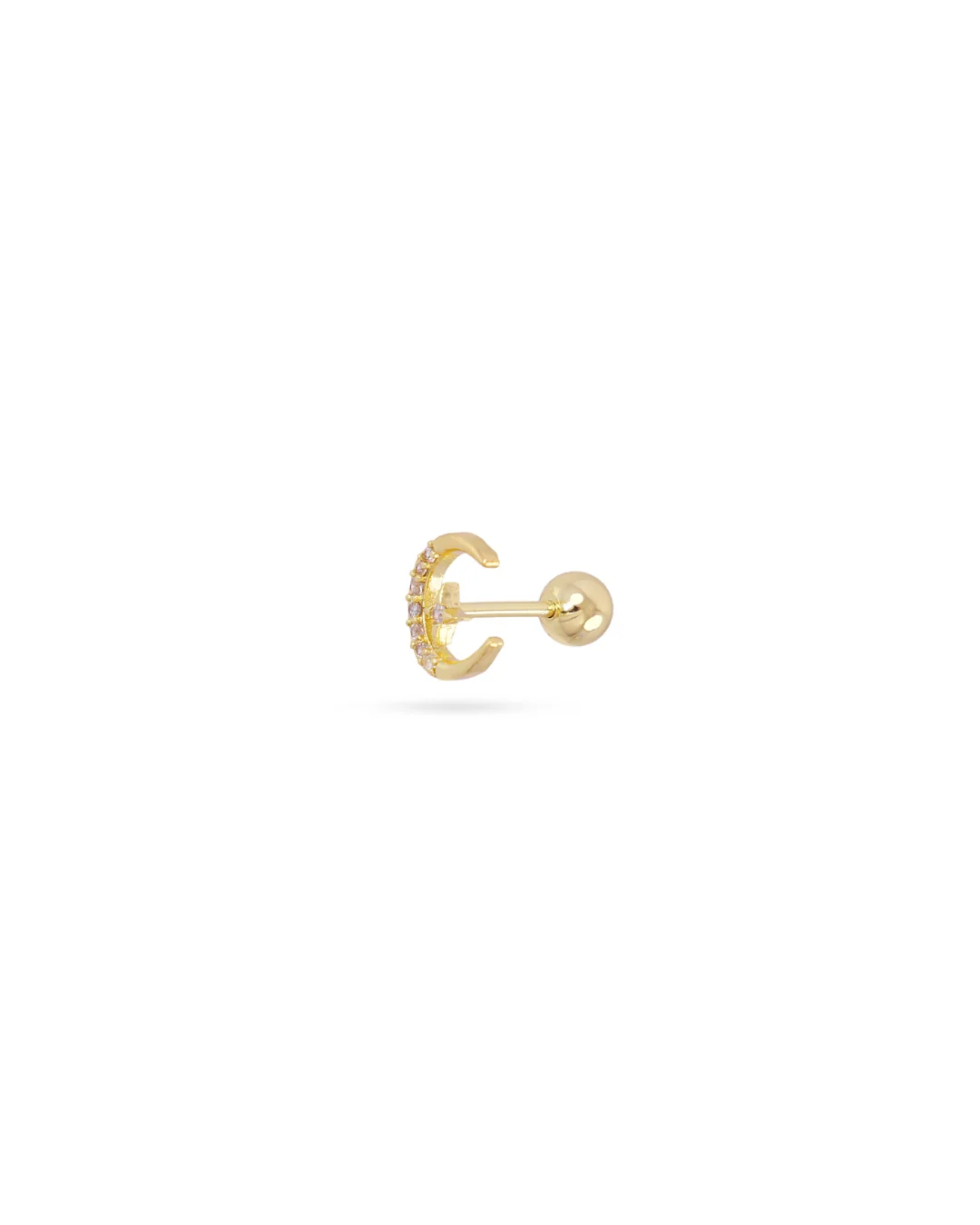 Steel Moon & Star Ball Back Single Stud Earring | Anartxy - Image 3
