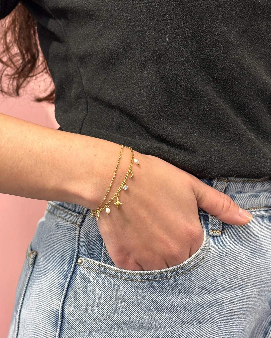 Steel Multi Charm Double Layer Bracelet | Anartxy - Image 3