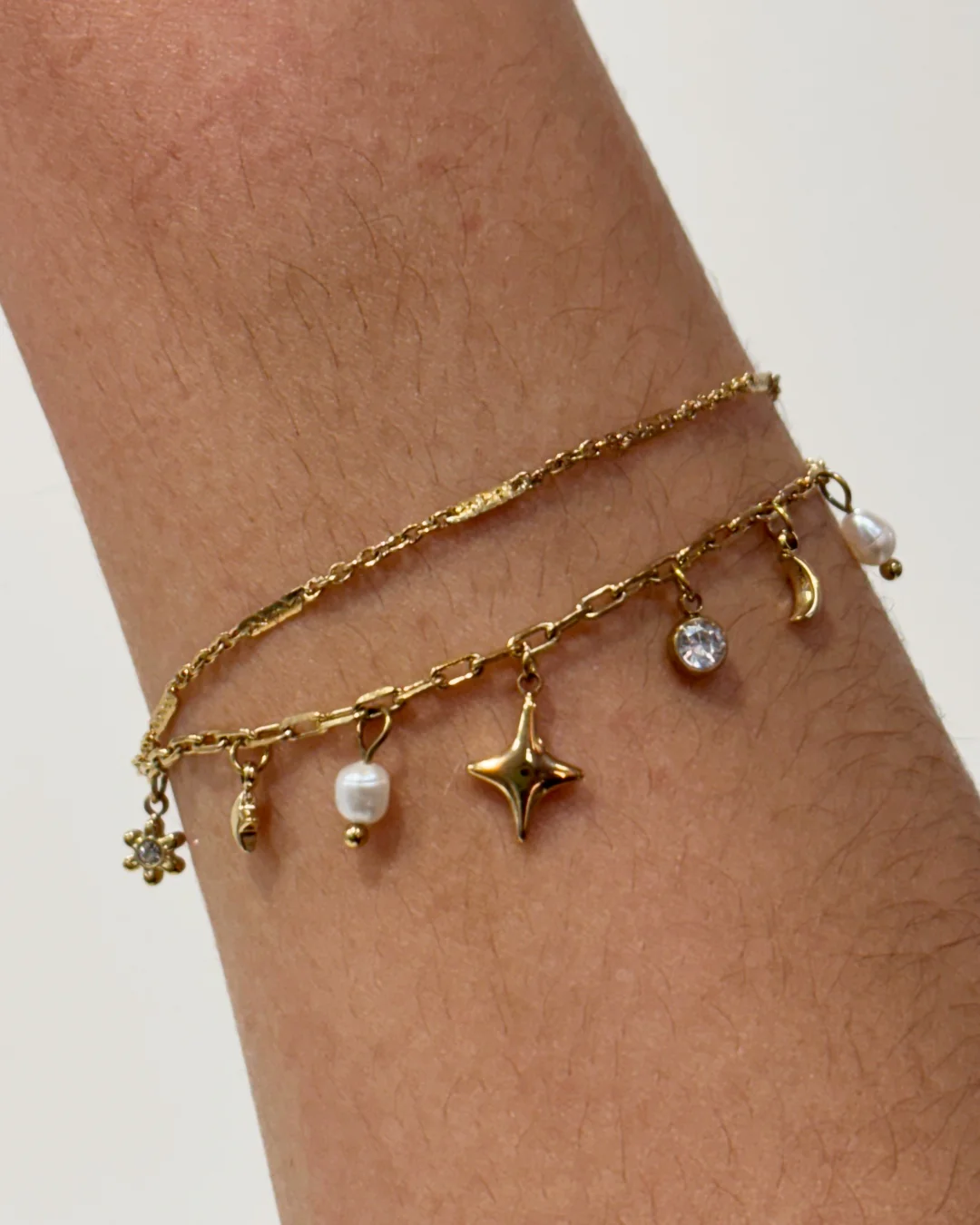 Steel Multi Charm Double Layer Bracelet | Anartxy - Image 5