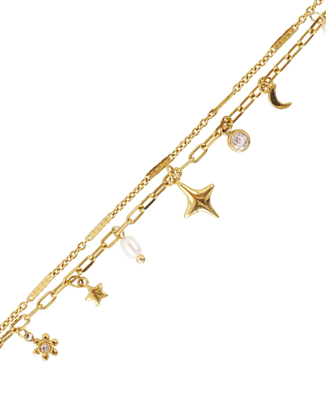 Steel Multi Charm Double Layer Bracelet | Anartxy - Image 6