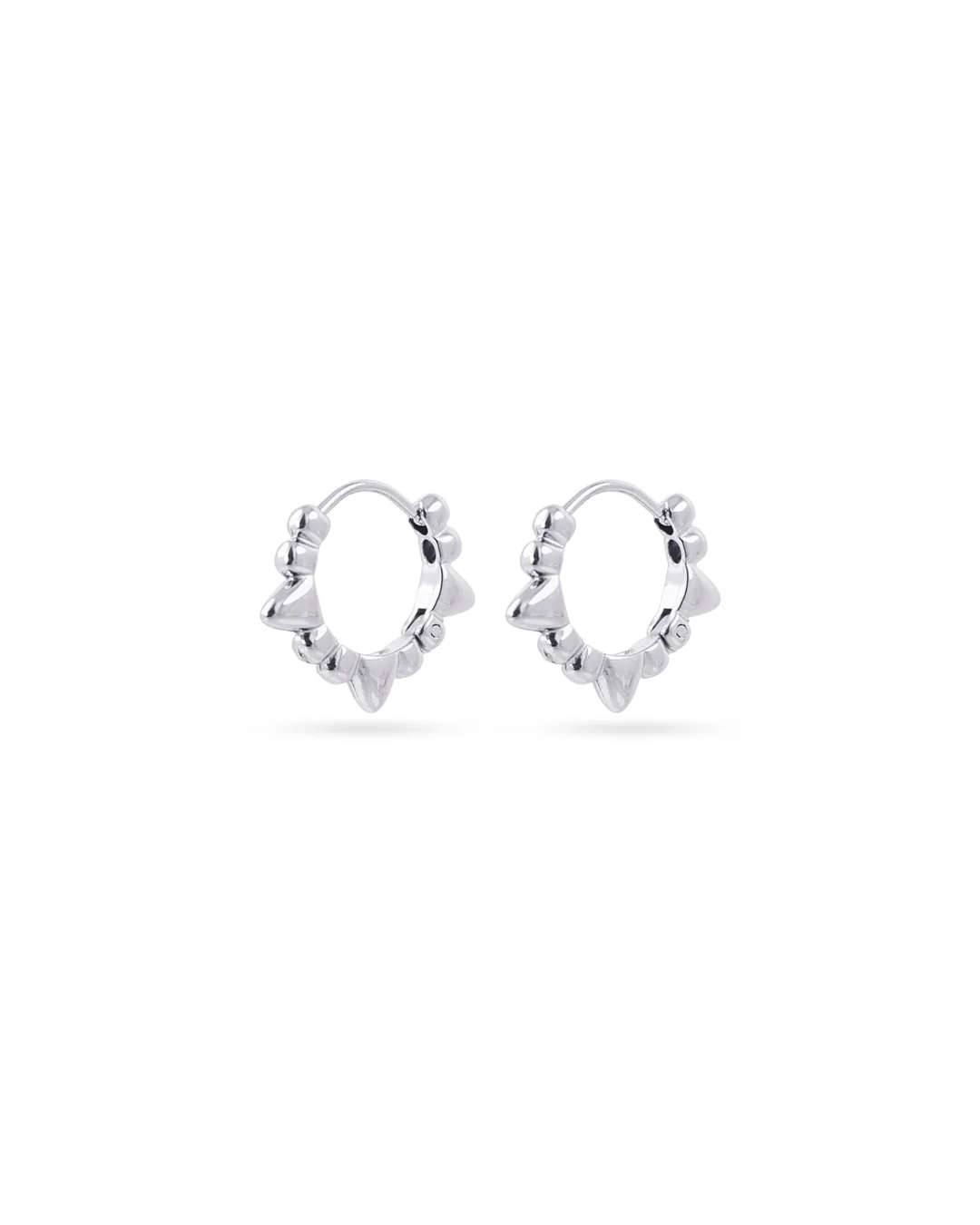 Steel Pointed Edge Huggie Hoop Earrings | Anartxy - Image 3