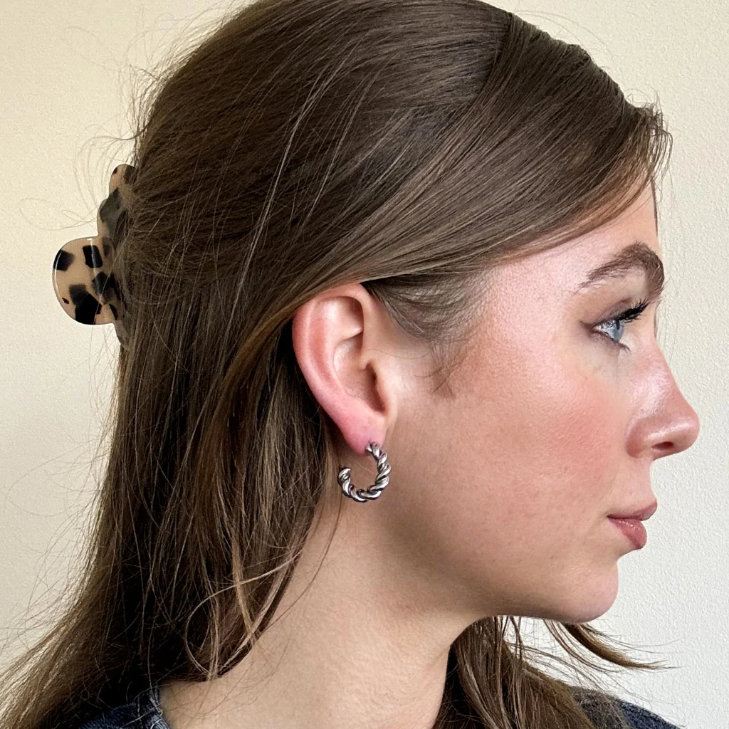 Steel Rope Hoop Earrings| Silver | Letti - Image 3