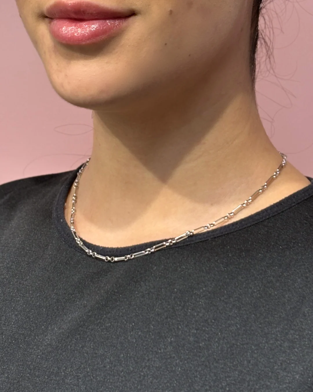 Steel Round Link Figaro Necklace | Anartxy - Image 8