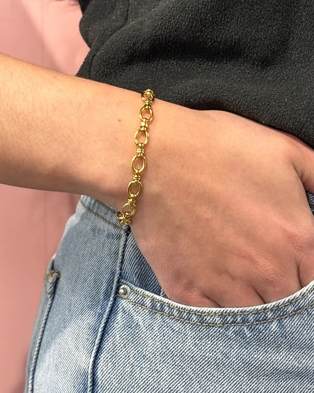 Steel Round Rolo Link Bracelet | Anartxy - Image 2