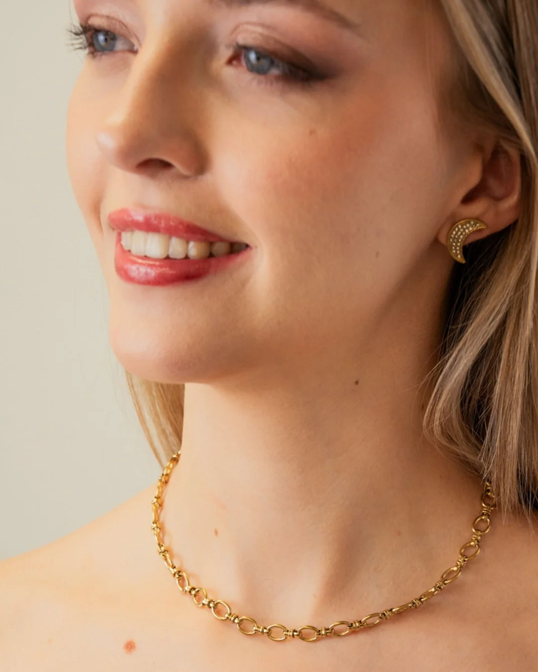 Steel Round Rolo Link Necklace | Anartxy - Image 2