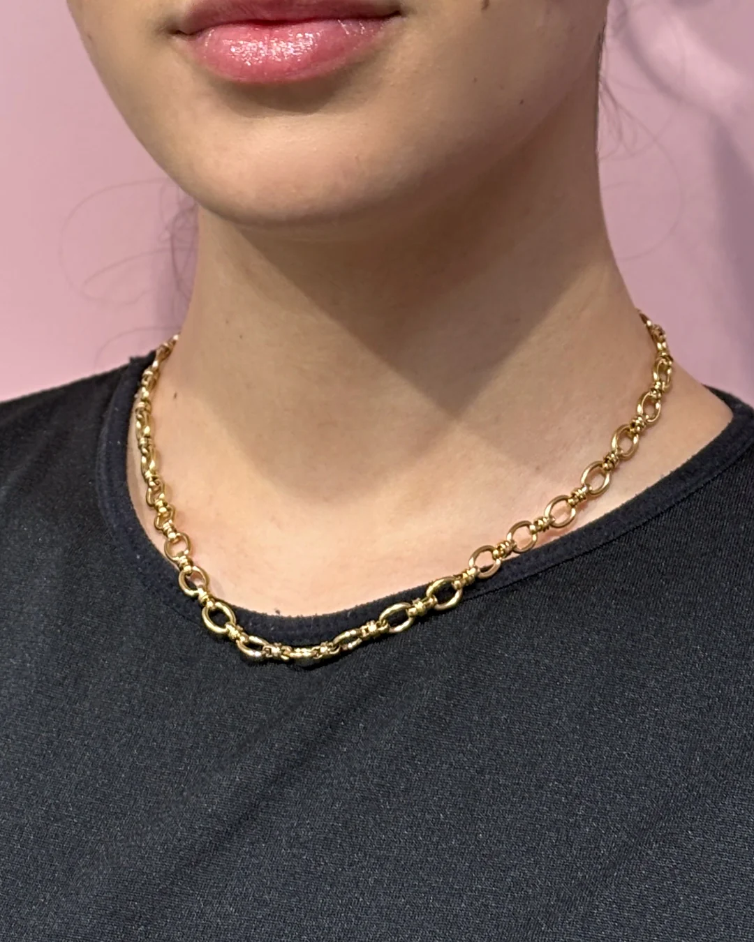 Steel Round Rolo Link Necklace | Anartxy - Image 4