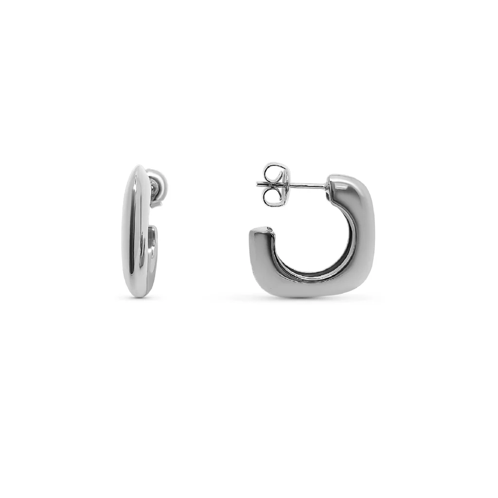 Steel Square Hoop Earrings | Silver | Ana