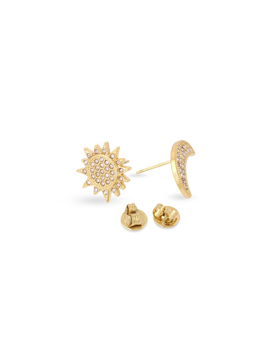 Steel Sun & Moon Stud Earrings | Anartxy - Image 4