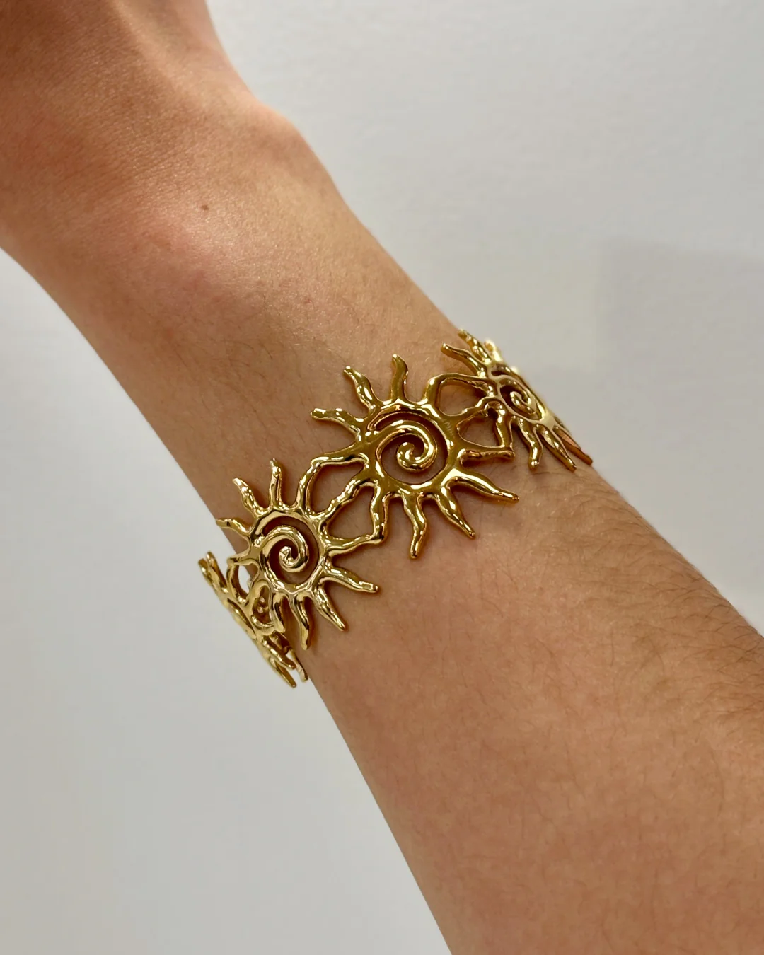 Steel Sun Cuff Bangle Bracelet | Anartxy - Image 3