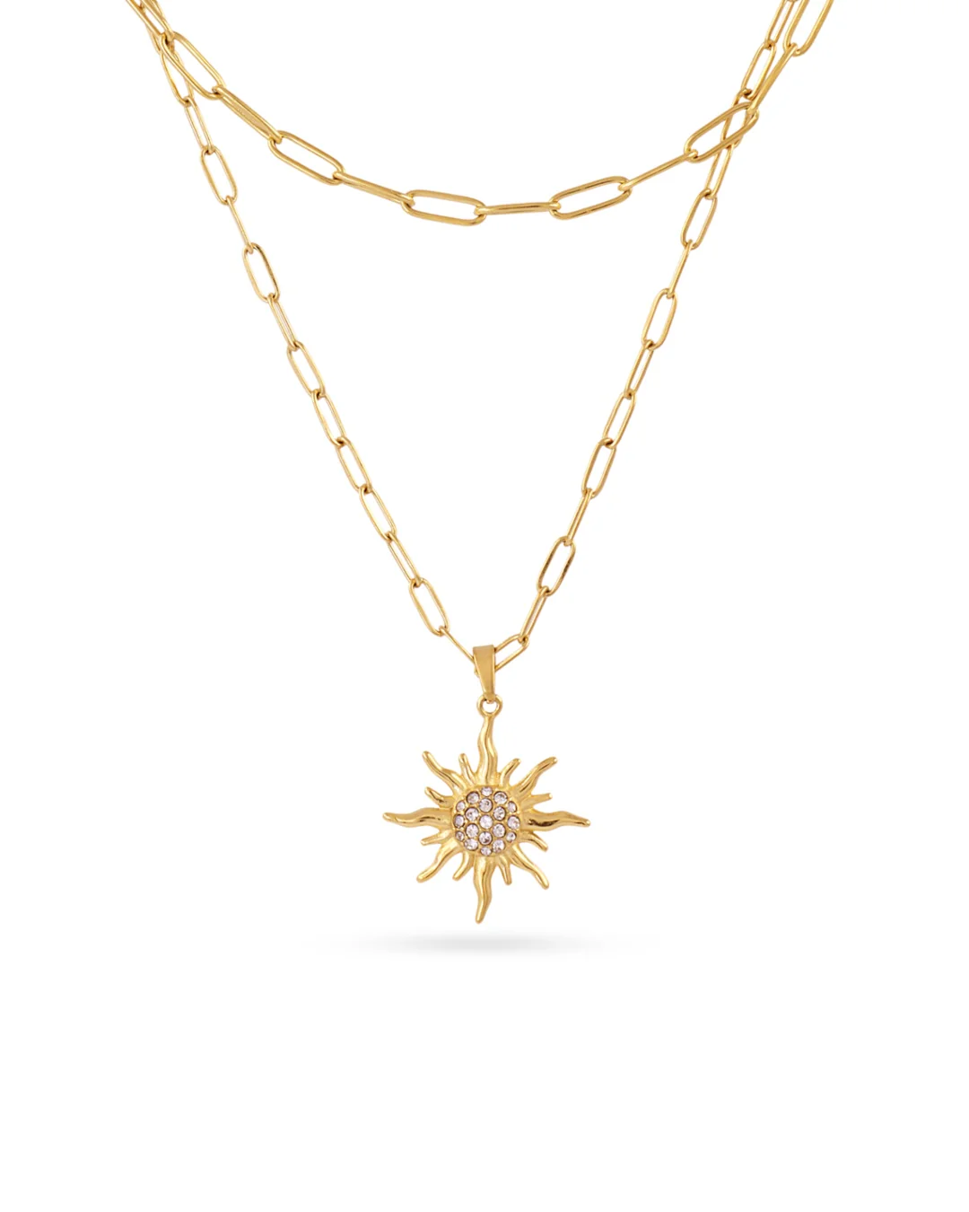 Steel Sun Double Layer Paperclip Necklace | Anartxy