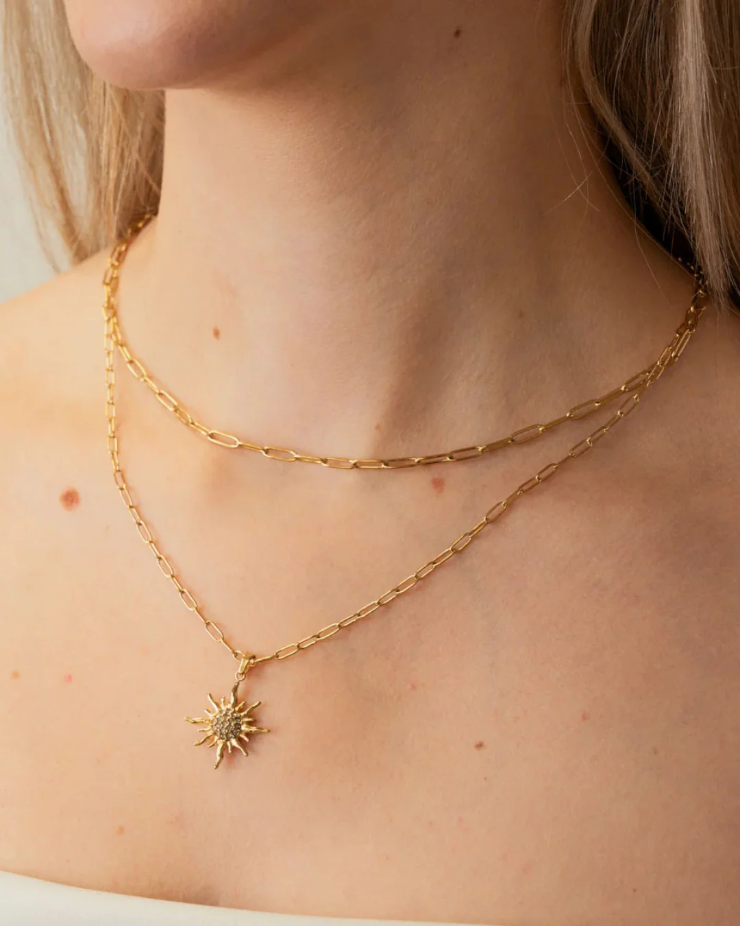 Steel Sun Double Layer Paperclip Necklace | Anartxy - Image 2