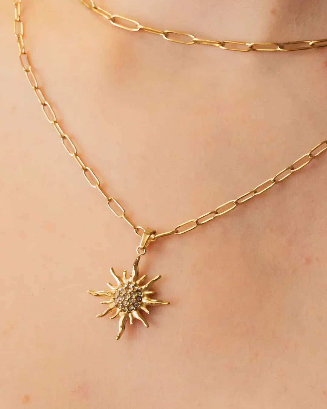 Steel Sun Double Layer Paperclip Necklace | Anartxy - Image 3