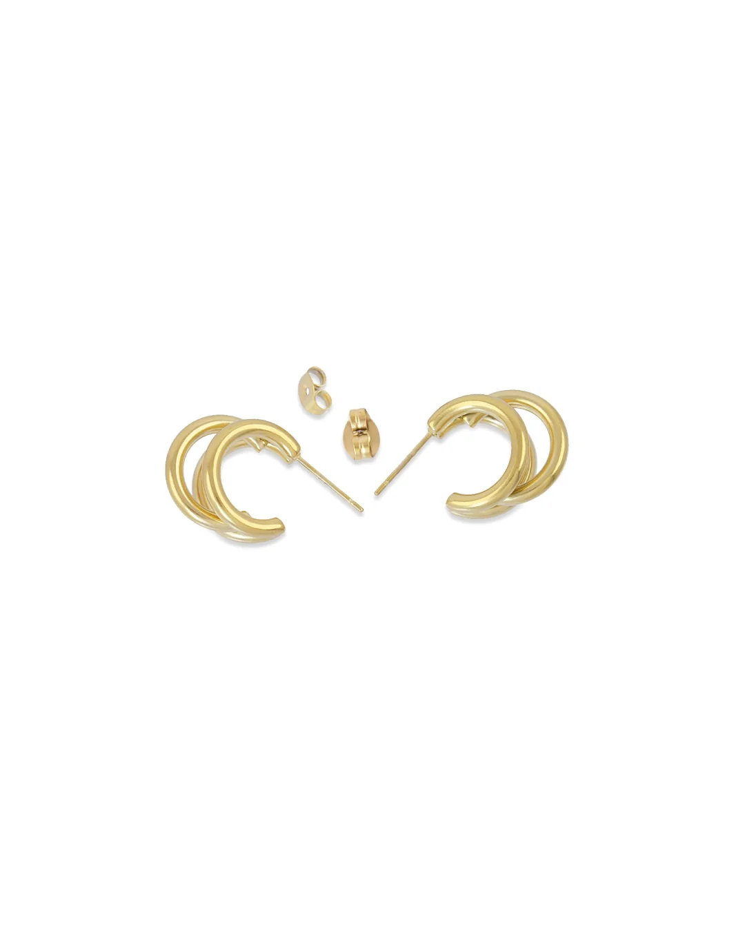 Steel Triple Hoop Stud Earrings | Anartxy - Image 3