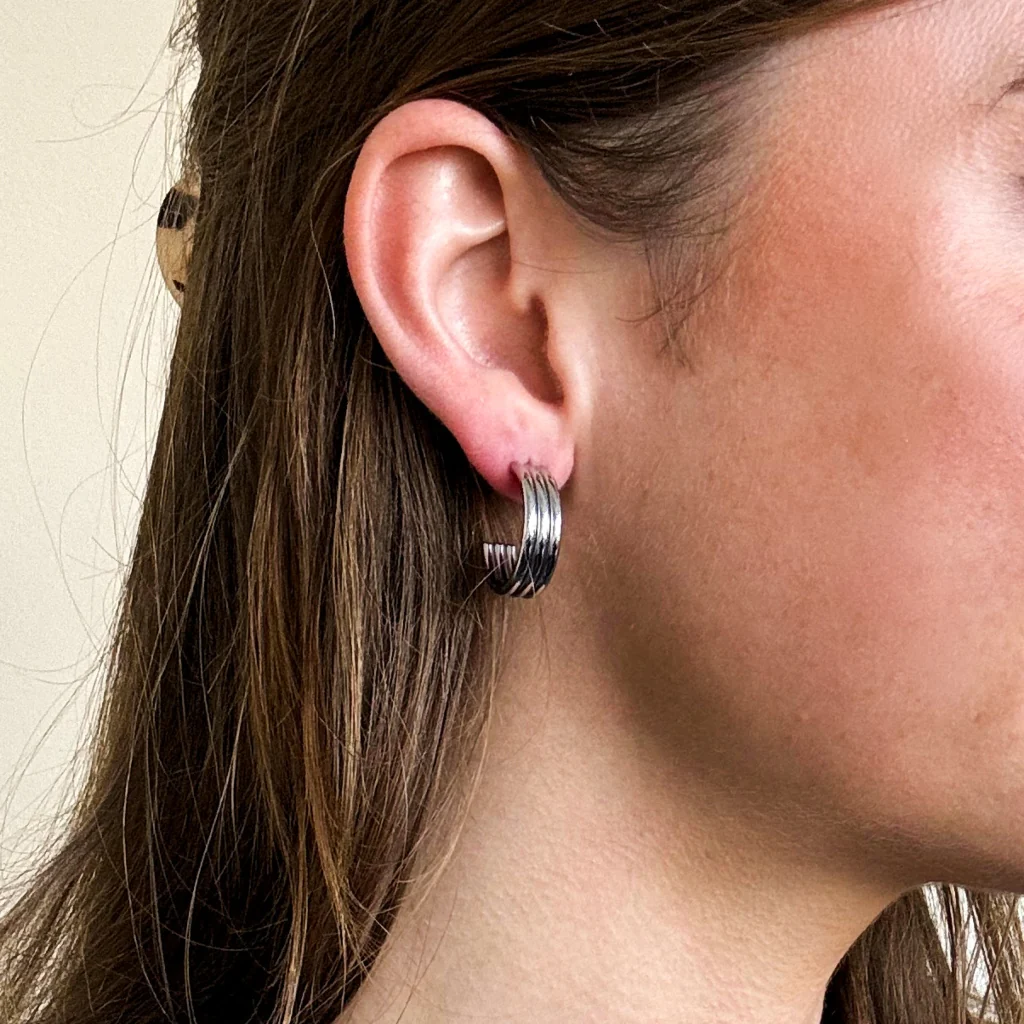 Steel Triple Hoop Earrings | Bea - Image 2