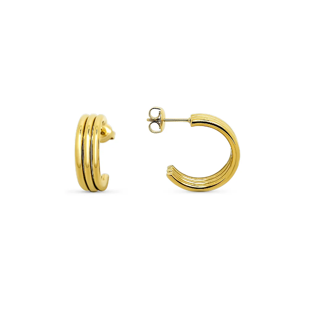 Steel Triple Hoop Earrings | Bea - Image 4