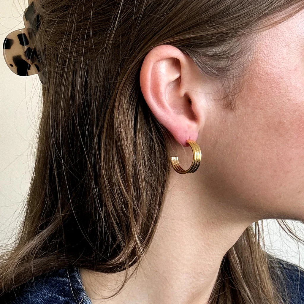 Steel Triple Hoop Earrings | Bea - Image 5