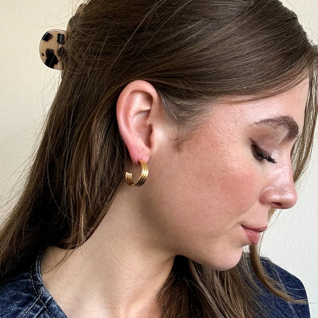 Steel Triple Hoop Earrings | Bea - Image 6