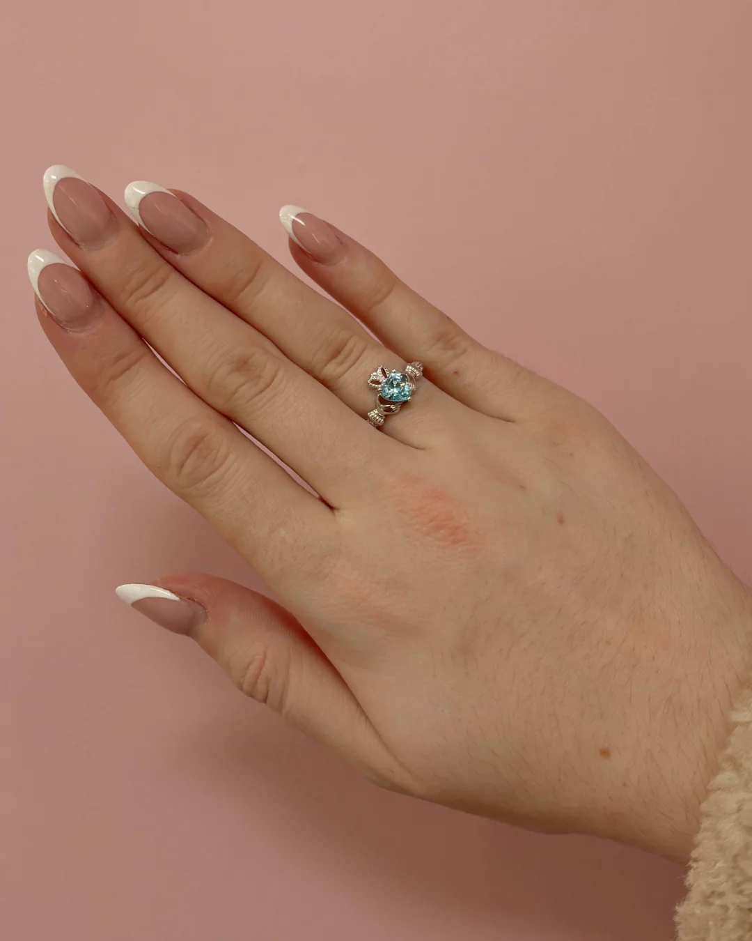 Sterling Silver Aquamarine Claddagh Ring | March Birthstone | Solvar - Image 3