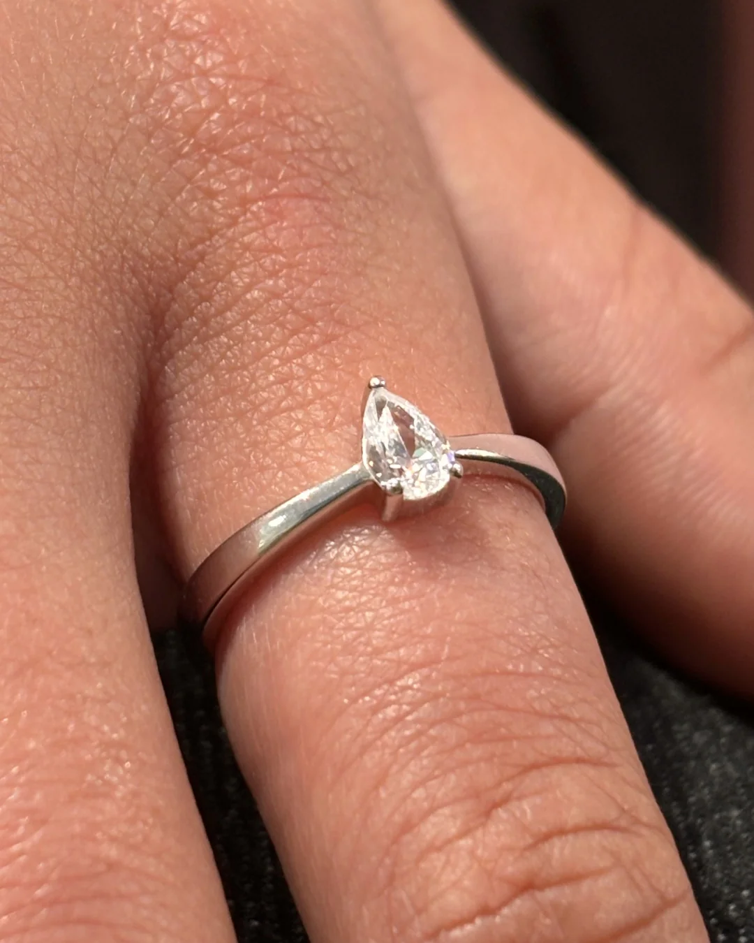 Sterling Silver Pear Cut Solitaire Ring | Gina - Image 2