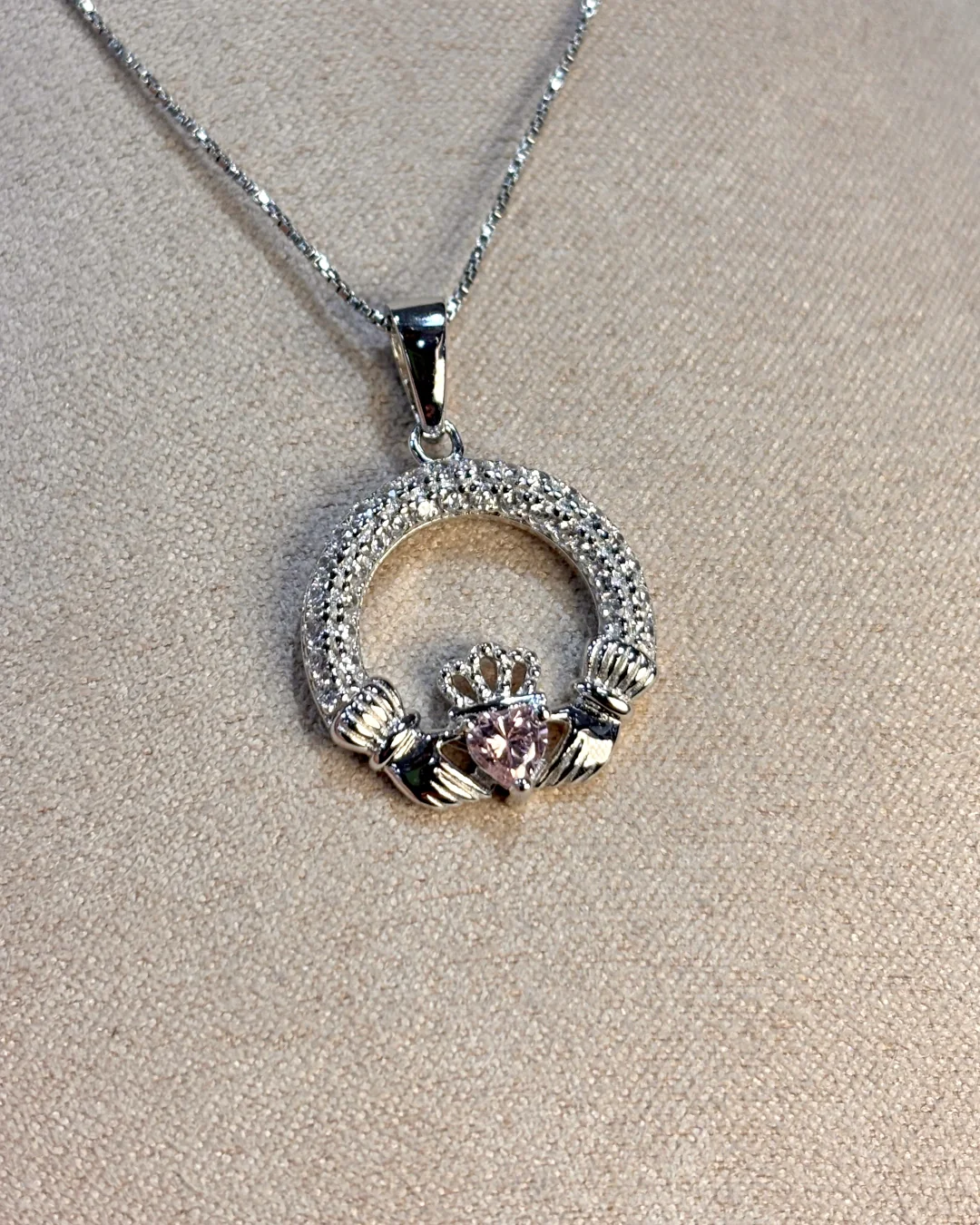 Sterling Silver Light Amethyst Claddagh Necklace | June Birthstone | Solvar - Image 4