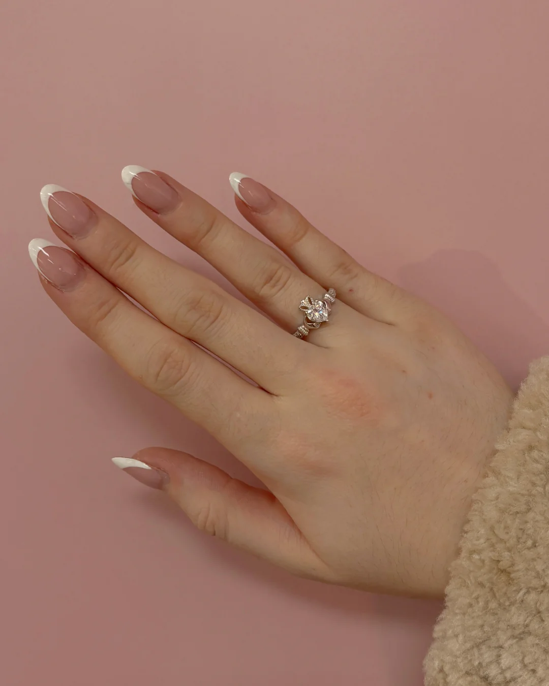 Sterling Silver Crystal Claddagh Ring | April Birthstone | Solvar - Image 4