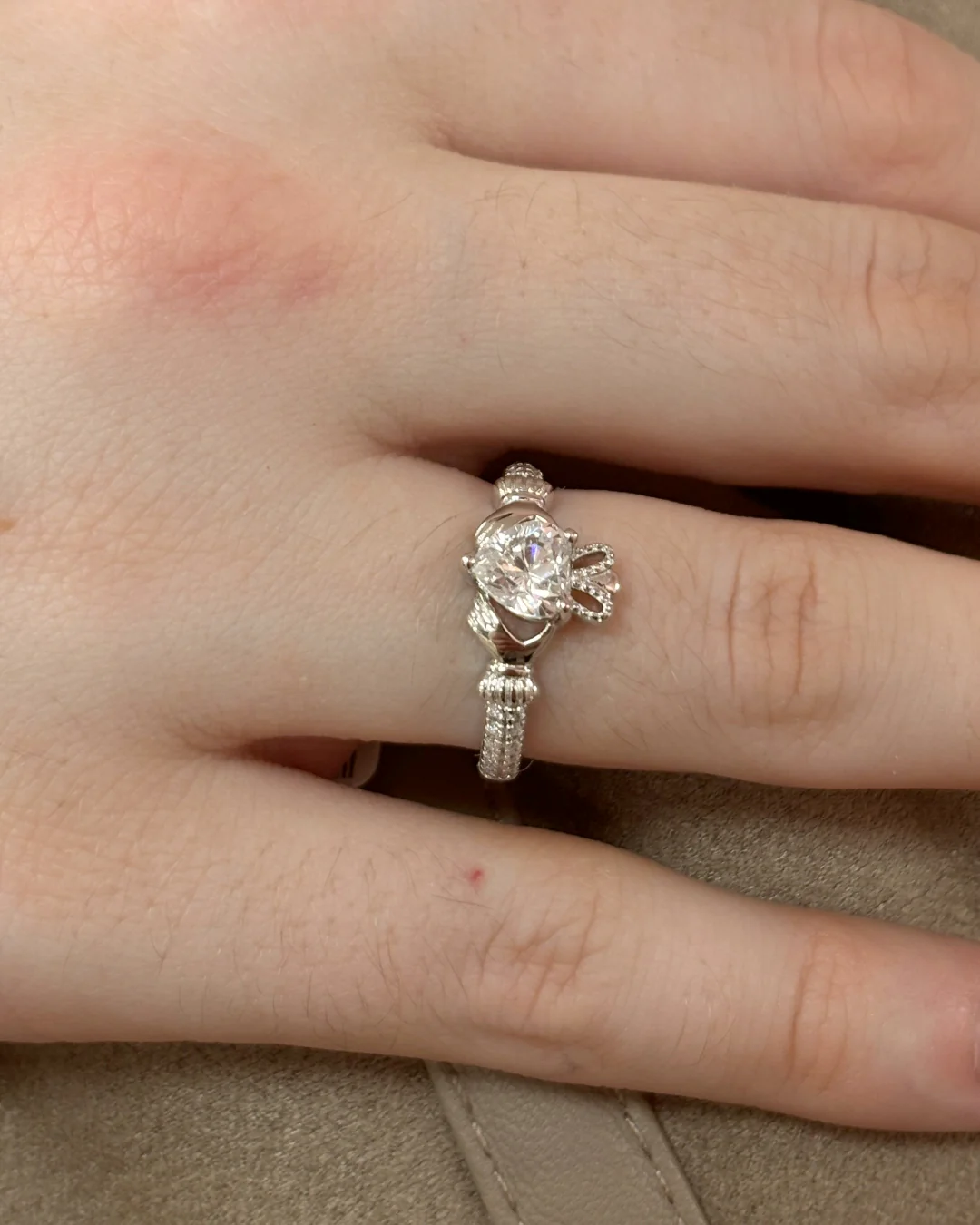 Sterling Silver Crystal Claddagh Ring | April Birthstone | Solvar - Image 5