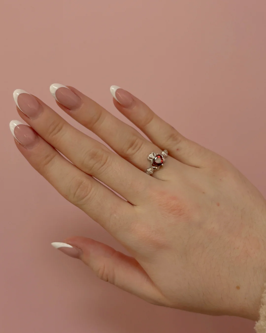 Sterling Silver Garnet Claddagh Ring | January Birthstone | Solvar - Image 3