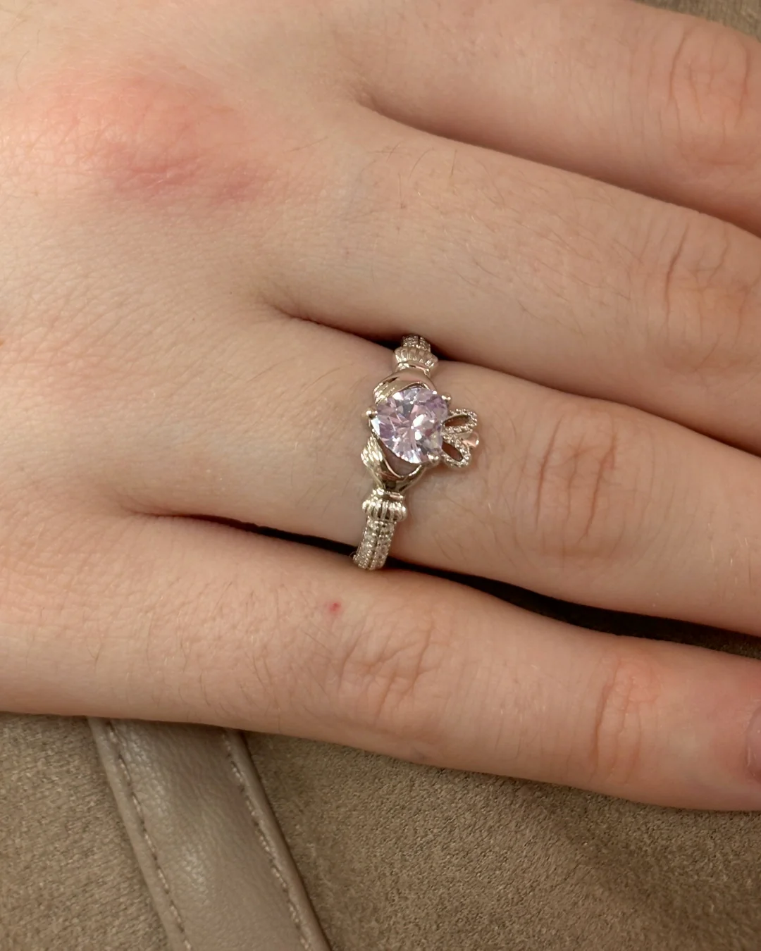 Sterling Silver Light Amethyst Claddagh Ring | June Birthstone | Solvar - Image 5