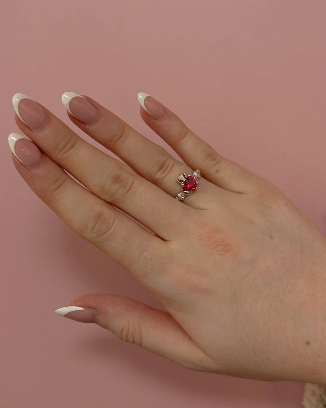 Sterling Silver Ruby Claddagh Ring | July Birthstone | Solvar - Image 3