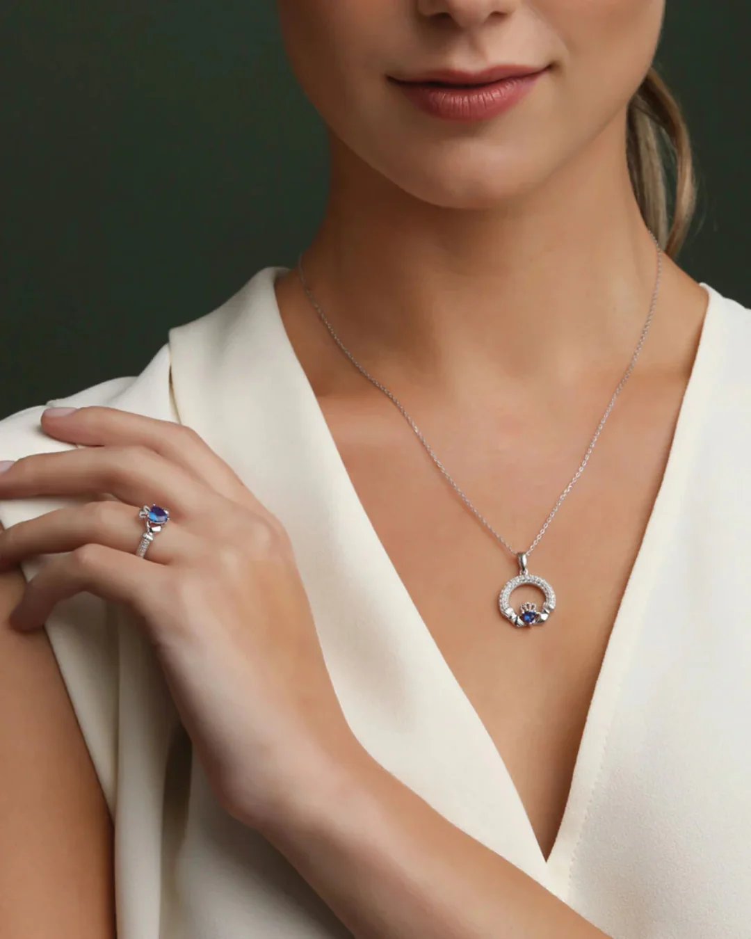 Sterling Silver Sapphire Claddagh Ring | September Birthstone | Solvar - Image 3