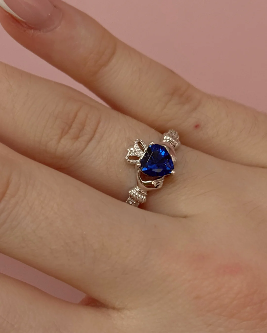 Sterling Silver Sapphire Claddagh Ring | September Birthstone | Solvar - Image 4