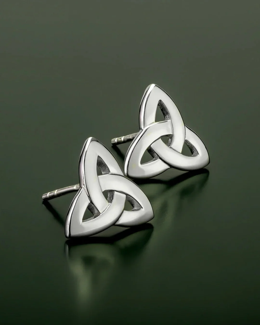 Sterling Silver Trinity Knot Stud Earrings | Solvar - Image 2
