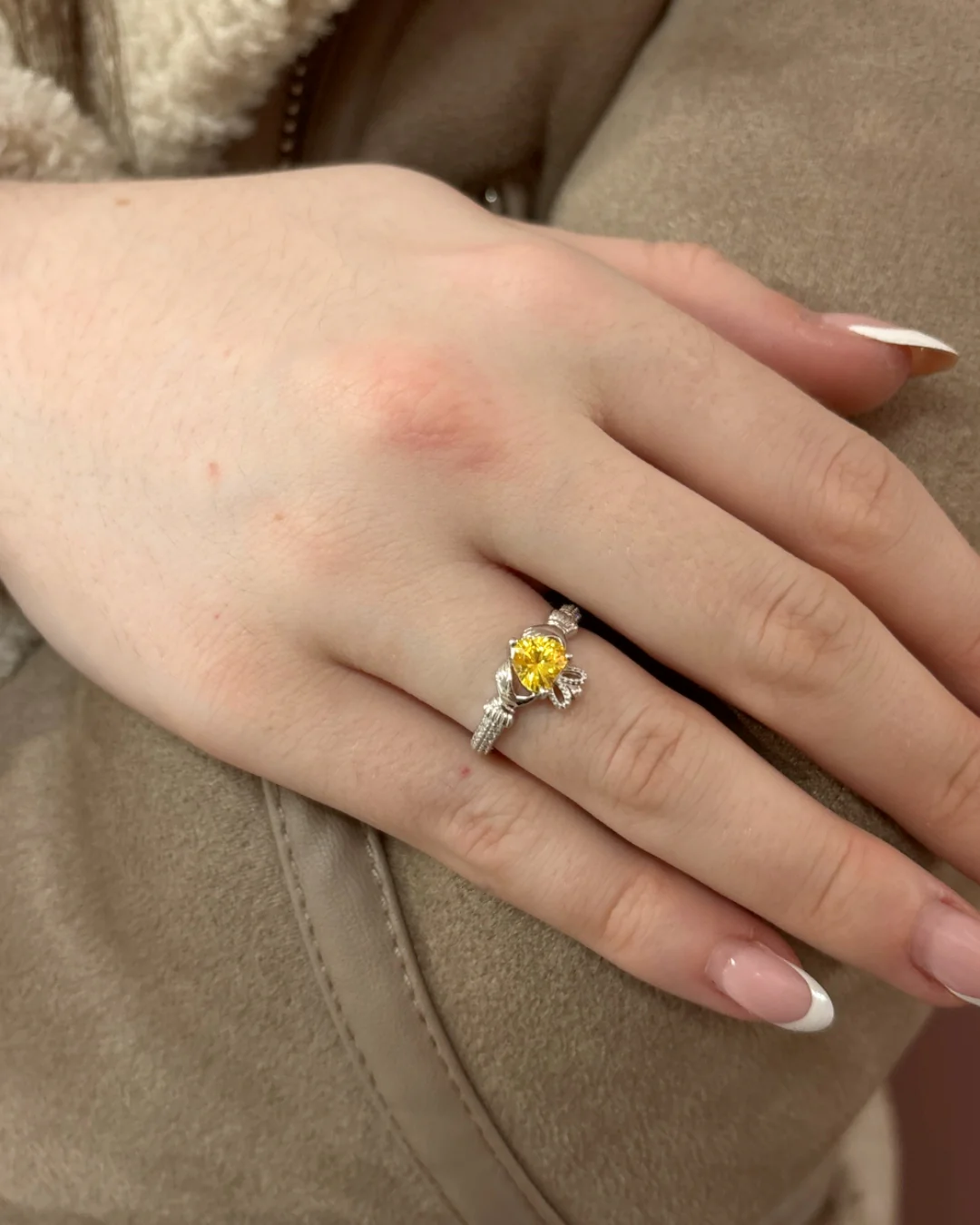Sterling Silver Yellow Topaz Claddagh Ring | November Birthstone | Solvar - Image 5