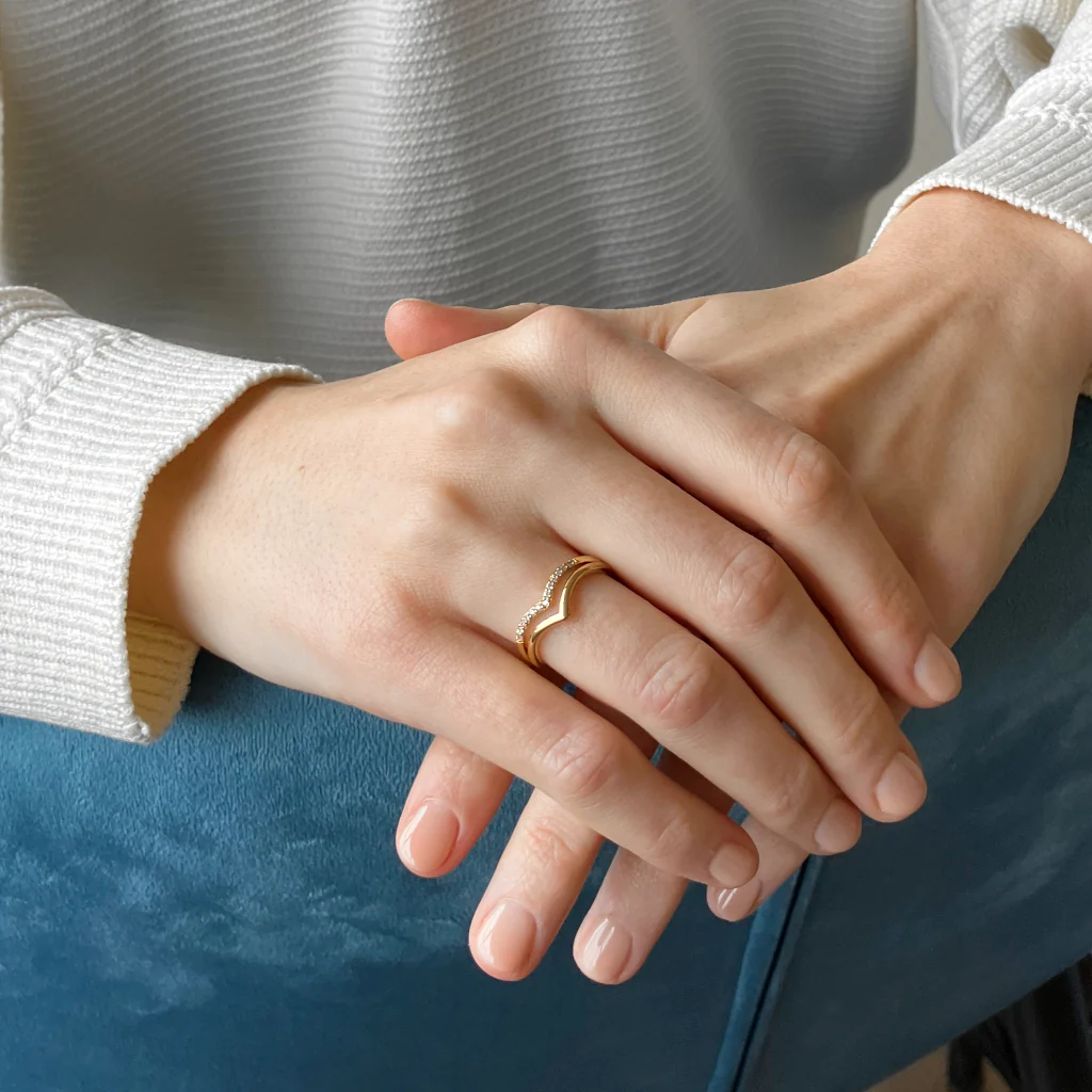 18ct Gold Plated Double Wishbone Ring | Tasia - Image 3
