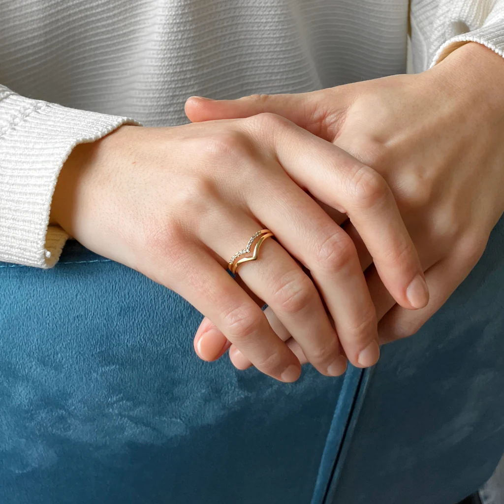 18ct Gold Plated Double Wishbone Ring | Tasia - Image 4
