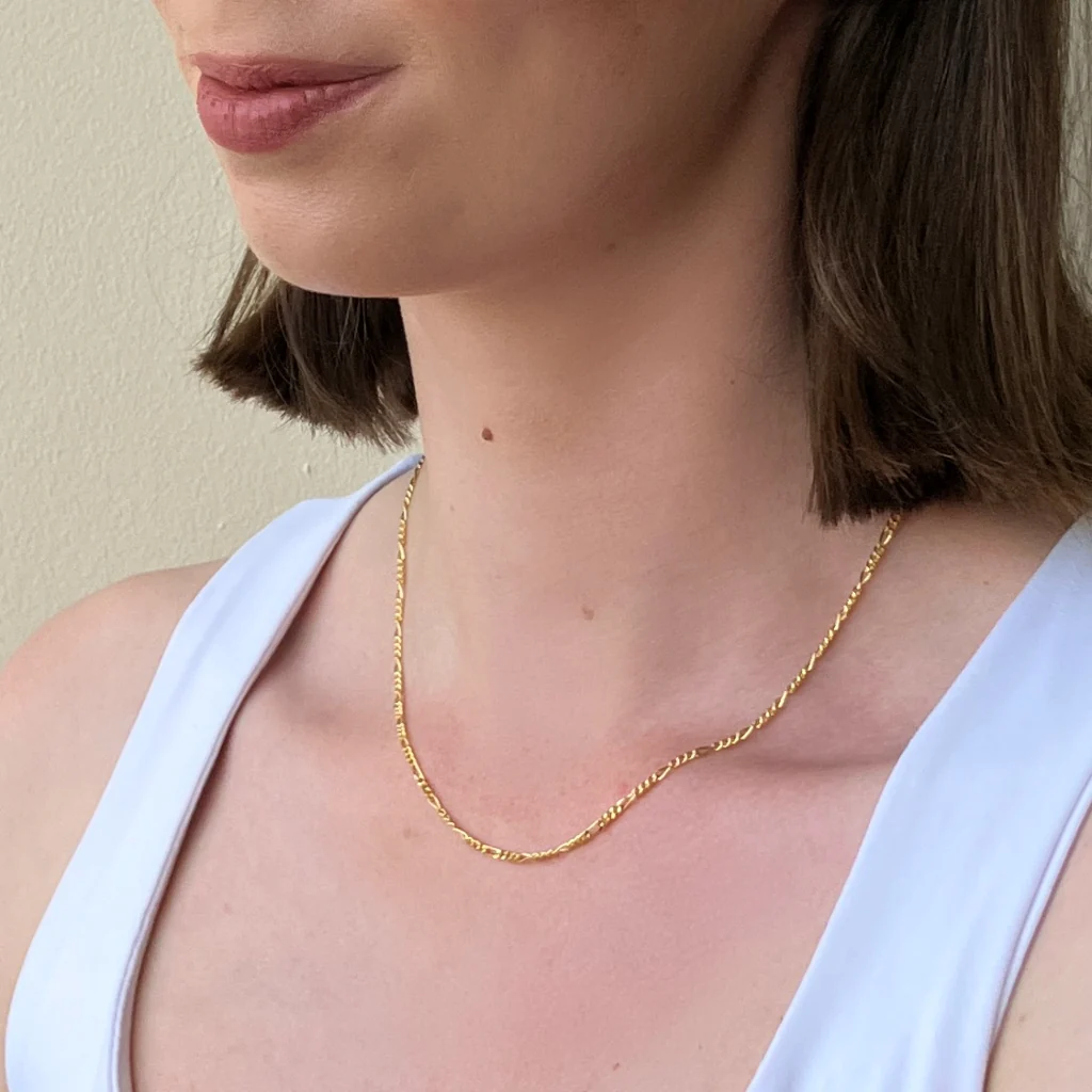 18ct Gold Plated Figaro Chain Necklace | Verona - Image 3