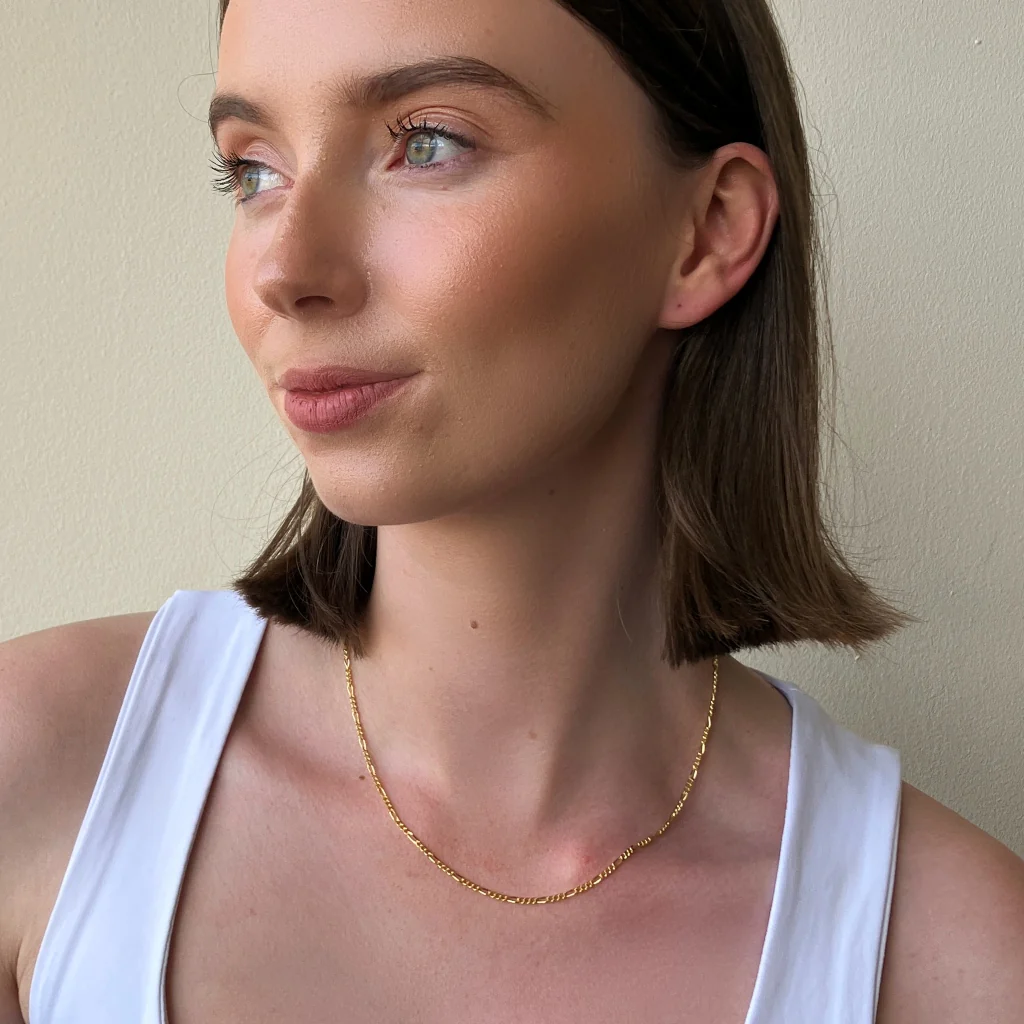18ct Gold Plated Figaro Chain Necklace | Verona - Image 4